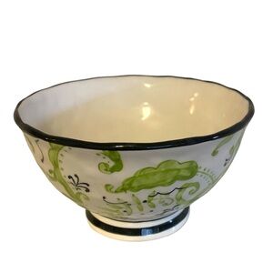 Anthropologie bowl white green leaf leaves vine